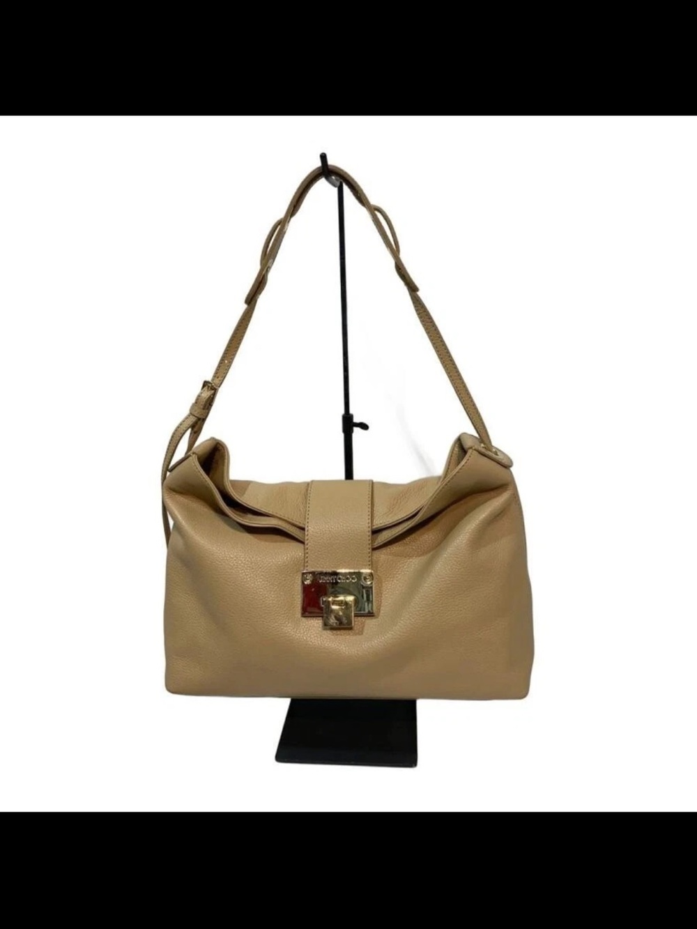 Jimmy Choo Tan Leather Shoulder Bag with Gold Hardware